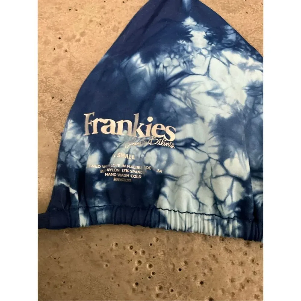 Frankie's Bikinis × Sofia Richie Tie Dye Triangle Top | Blue in XS